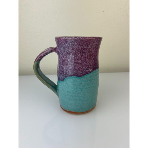 Art Pottery Mug Planter Vase Always Azul Villa Grove Purple Teal Tankard 6.5" - Picture 3 of 16